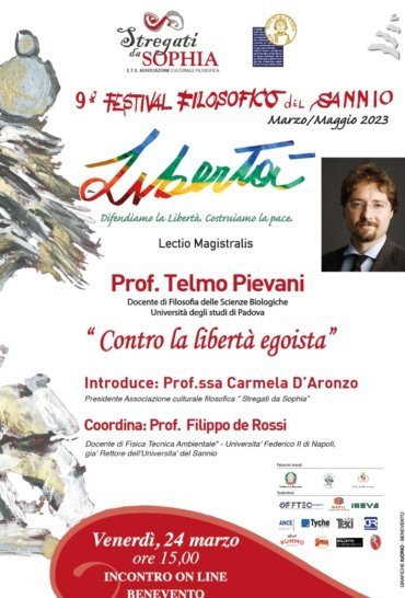 “Contro la libertà egoista “. Ospite del festival Filosofico il Prof. Telmo Pievani