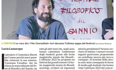 IlMattino – Festival filosofico:si chiude con il bigTommaso Paradiso